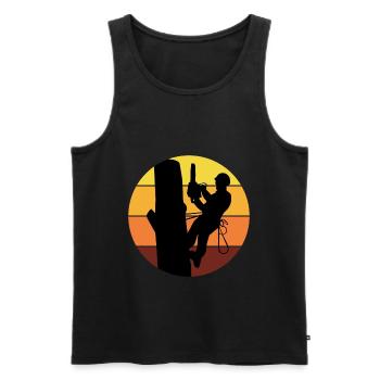 Arborist Tree Climber Climbing Vintage Rétro - Débardeur bio Premium Homme - noir - Devant - Michal (187cm)