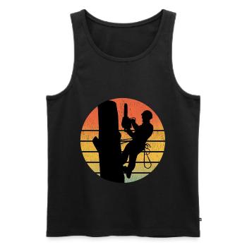Arborist Tree Climber Climbing Vintage Rétro - Débardeur bio Premium Homme - noir - Devant - Michal (187cm)