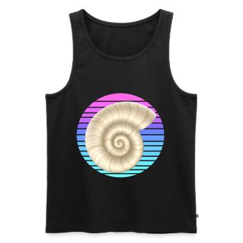 La coquille d’escargot au coucher du soleil - Débardeur bio Premium Homme - noir - Devant - Michal (187cm)