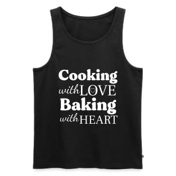 Cooking with Love Baking with Heart - Männer Premium Bio Tank Top - Schwarz - Vorne - AI Model Male 178 light (178cm)