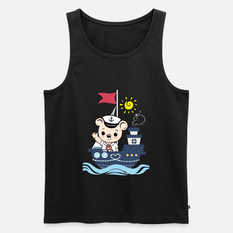 Netter Seemannsbär - Männer Premium Bio Tank Top - Schwarz