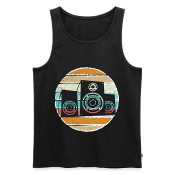Rétro-tontechnicien Sound Vintage Audio Engineer - Débardeur bio Premium Homme - noir - Devant - Michal (187cm)