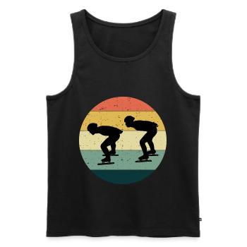 Speed Skating Ice Skater Skate Race Vintage Retro - Men's Premium Organic Tank Top - black - Front - Michal (187cm)