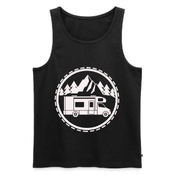 Camping - Caravane de vacances en forêt Outback - Débardeur bio Premium Homme - noir - Devant - AI Model Male 178 light (178cm)