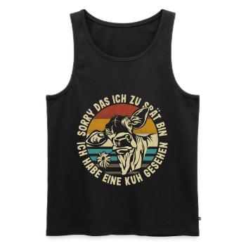 Kuh Spruch Entschuldigen Sie zu spät Kinder Kühe - Männer Premium Bio Tank Top - Schwarz - Vorne - Michal (187cm)
