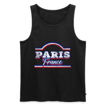 Paris France City Font Vintage Rétro - Débardeur bio Premium Homme - noir - Devant - AI Model Male 178 light (178cm)