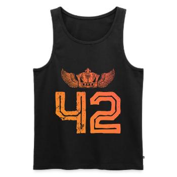 42 Number crown - Men's Premium Organic Tank Top - black - Front - Michal (187cm)