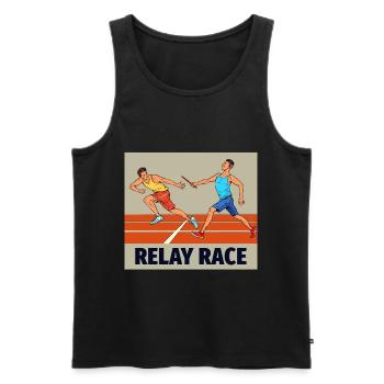 Relay race run athlete track and field running - Men's Premium Organic Tank Top - black - Front - AI Model Male 178 light (178cm)