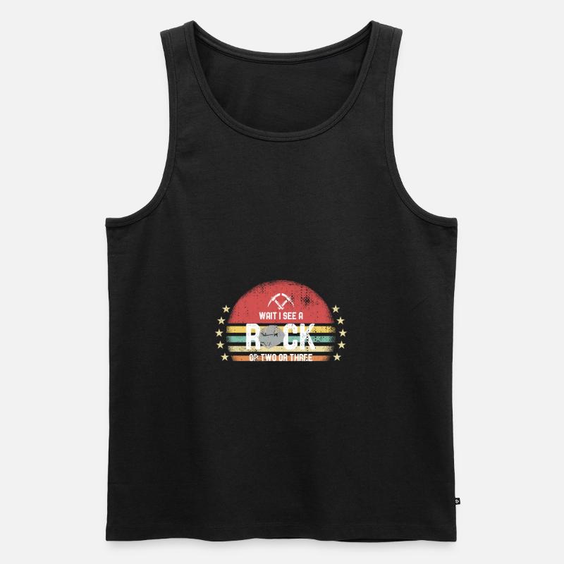 Wait I See A Rock - Männer Premium Bio Tank Top - Schwarz