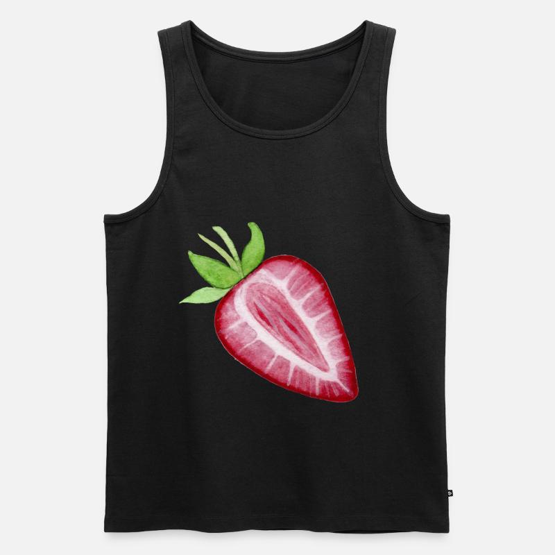 Erdbeere - Männer Premium Bio Tank Top - Schwarz