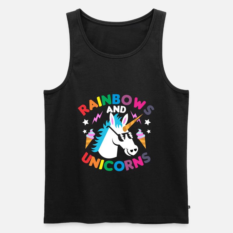 Regenbogen Einhorn Geschenk - Männer Premium Bio Tank Top - Schwarz