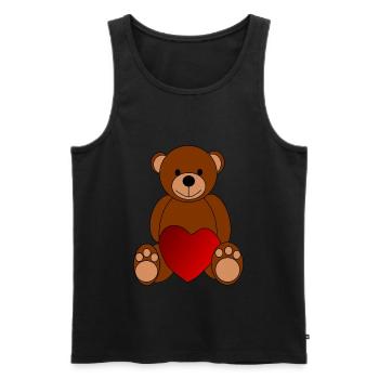 Teddy Bear Heart Bear Valentine's Day Gift Love - Men's Premium Organic Tank Top - black - Front - Michal (187cm)