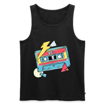 Cassette Music 80s Gift Pop Style Gift Idea - Men's Premium Organic Tank Top - black - Front - Michal (187cm)