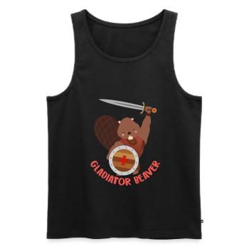 Biber - Männer Premium Bio Tank Top - Schwarz - Vorne - Michal (187cm)
