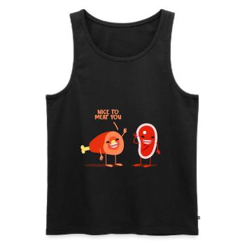 Metzger Fleisch Steak witzig Geschenk Geschenkidee - Männer Premium Bio Tank Top - Schwarz - Vorne - Michal (187cm)