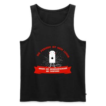 Periode Menstruation Luxus Steuer Tampons Sprüche - Männer Premium Bio Tank Top - Schwarz - Vorne - AI Model Male 178 light (178cm)