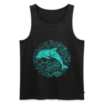 Delfin Tier Meer Wellen Wasser Säugetier - Männer Premium Bio Tank Top - Schwarz - Vorne - AI Model Male 178 light (178cm)