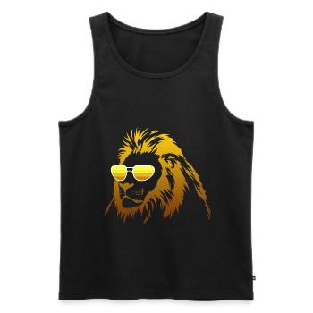 Lion afrique mane prédateur zoo chat roi animal - Débardeur bio Premium Homme - noir - Devant - Michal (187cm)