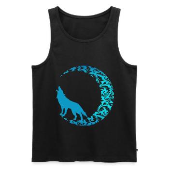 Wolf Tier Rudel Hund jagen einsam Vollmond Zähne - Männer Premium Bio Tank Top - Schwarz - Vorne - AI Model Male 178 light (178cm)