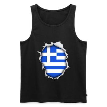 Grèce pays Athènes drapeau capitale vacances - Débardeur bio Premium Homme - noir - Devant - AI Model Male 178 light (178cm)