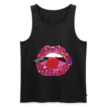 Küss mich an der Kirsche - Männer Premium Bio Tank Top - Schwarz - Vorne - AI Model Male 178 light (178cm)