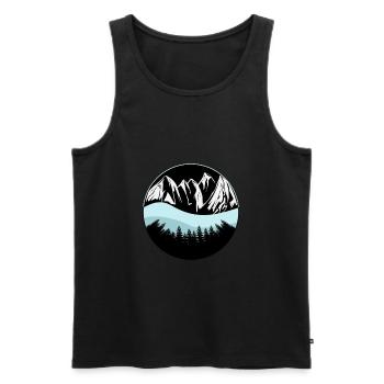 Montagnes, neige et mer - Débardeur bio Premium Homme - noir - Devant - AI Model Male 178 light (178cm)