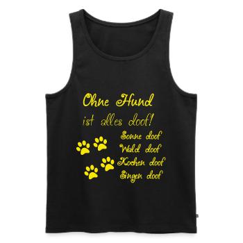 Hunde Spruch gelb - Männer Premium Bio Tank Top - Schwarz - Vorne - AI Model Male 178 light (178cm)