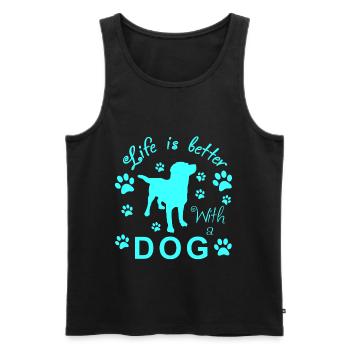 Motif chien turquoise - Débardeur bio Premium Homme - noir - Devant - Michal (187cm)