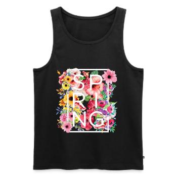 spring - Men's Premium Organic Tank Top - black - Front - AI Model Male 178 light (178cm)