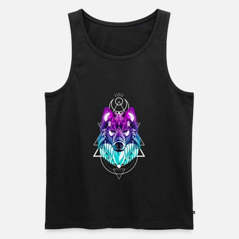Wolf - Männer Premium Bio Tank Top - Schwarz