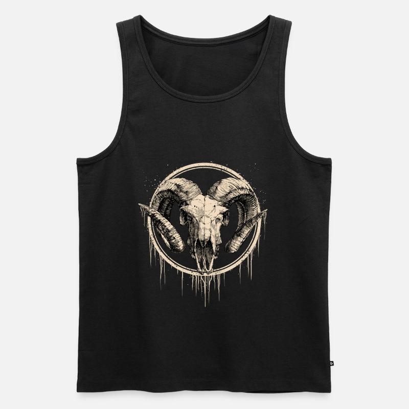 Widder Widderkopf Schädel Hörner - Männer Premium Bio Tank Top - Schwarz