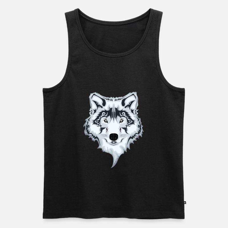 Der weiße Wolf - Männer Premium Bio Tank Top - Schwarz