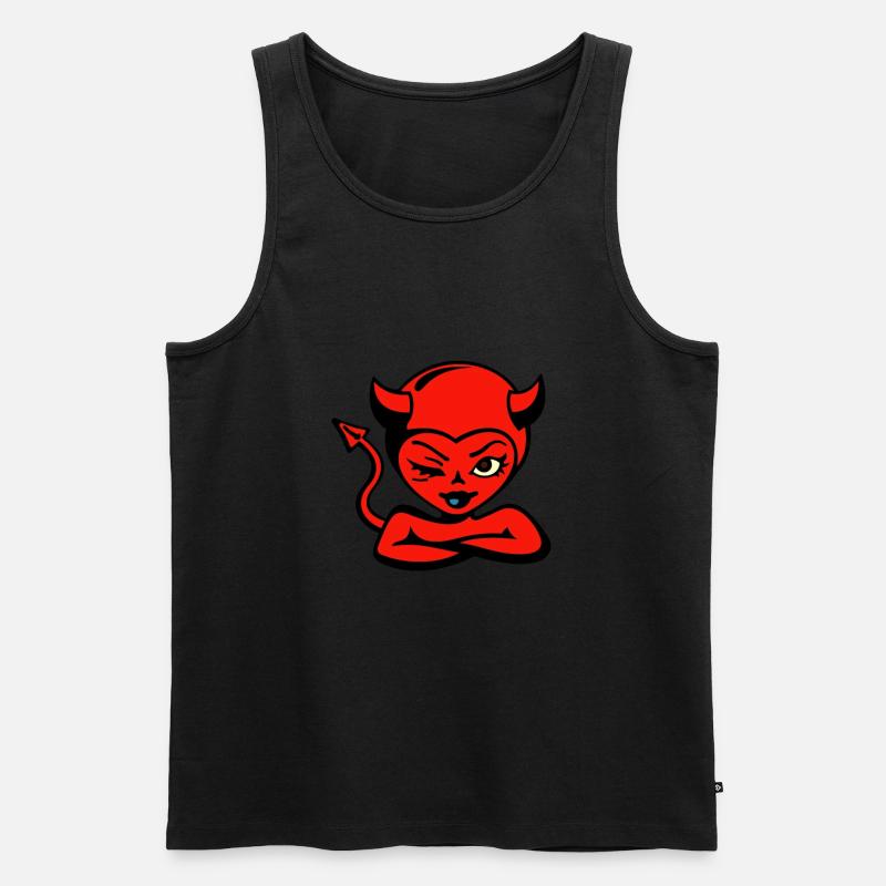 Teufelchen, Teufel, Teufelsweib - Männer Premium Bio Tank Top - Schwarz