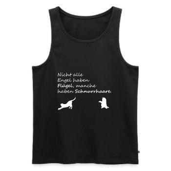 Katzenfreund, Engel haben Schnurrhaare - Männer Premium Bio Tank Top - Schwarz - Vorne - Michal (187cm)
