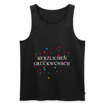 Félicitations Abitur Apprentissage Anniversaire - Débardeur bio Premium Homme - noir - Devant - AI Model Male 178 light (178cm)