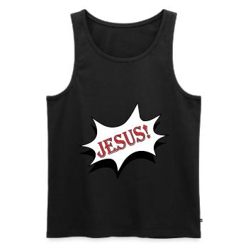 Jesus - Men's Premium Organic Tank Top - black - Front - AI Model Male 178 light (178cm)