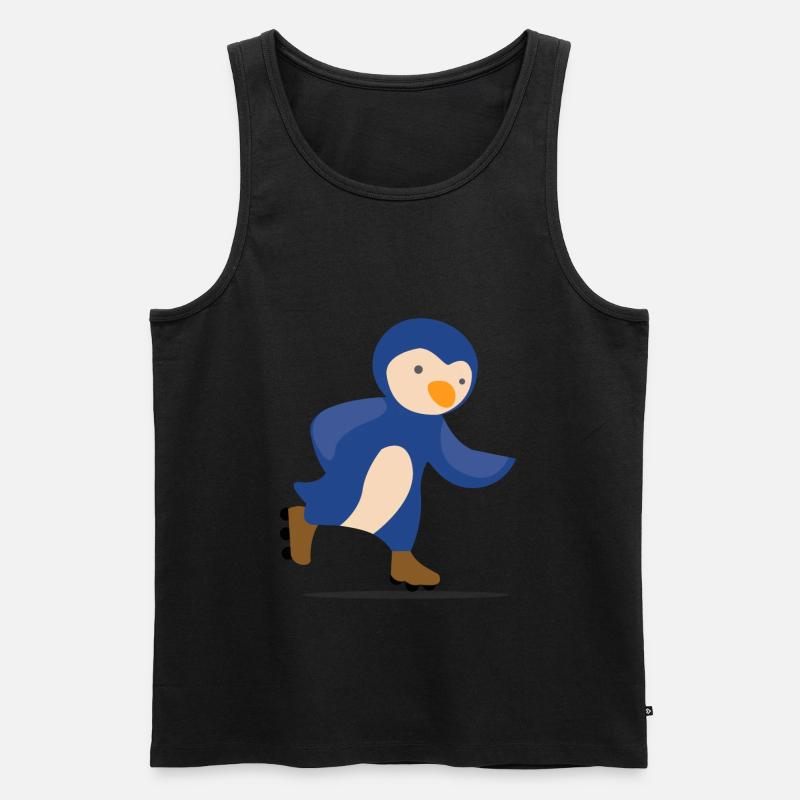 Rollschuh Pinguin Geschenk - Männer Premium Bio Tank Top - Schwarz