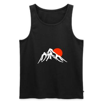 Berg mit roter Sonne - Männer Premium Bio Tank Top - Schwarz - Vorne - AI Model Male 178 light (178cm)