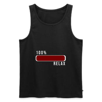 100% Relax loading - 100% Relax laden - Männer Premium Bio Tank Top - Schwarz - Vorne - AI Model Male 178 light (178cm)