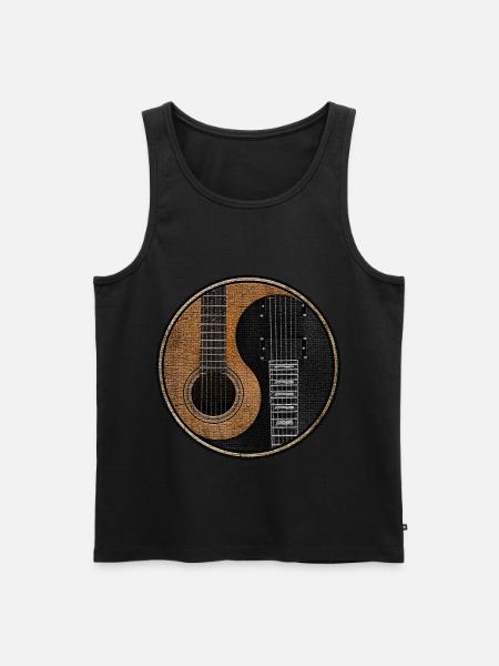 Gitaar E Gitaar Yin Yang - Mannen Premium Bio Tanktop - zwart