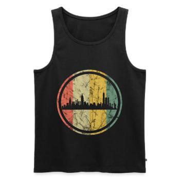 NYC retro skyline - Männer Premium Bio Tank Top - Schwarz - Vorne - Michal (187cm)