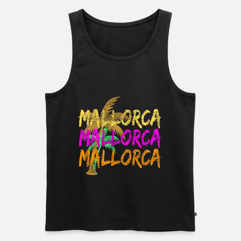 Mallorca und Palmen - Männer Premium Bio Tank Top - Schwarz