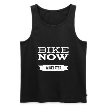 BIKE NOW WINE LATER vélo vélo de montagne vin cool - Débardeur bio Premium Homme - noir - Devant - Michal (187cm)