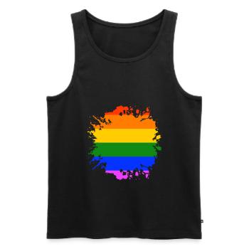 LGBT Spot Gay Pride Rainbow CSD - Débardeur bio Premium Homme - noir - Devant - Michal (187cm)