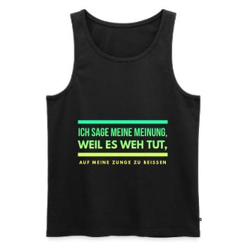 Lustiger Spruch Schwarzer Humor Gemein Provokant - Männer Premium Bio Tank Top - Schwarz - Vorne - Michal (187cm)