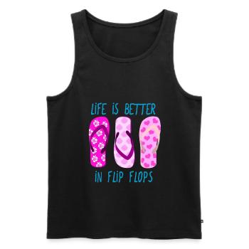 Life is better in Flip Flops - Männer Premium Bio Tank Top - Schwarz - Vorne - Michal (187cm)