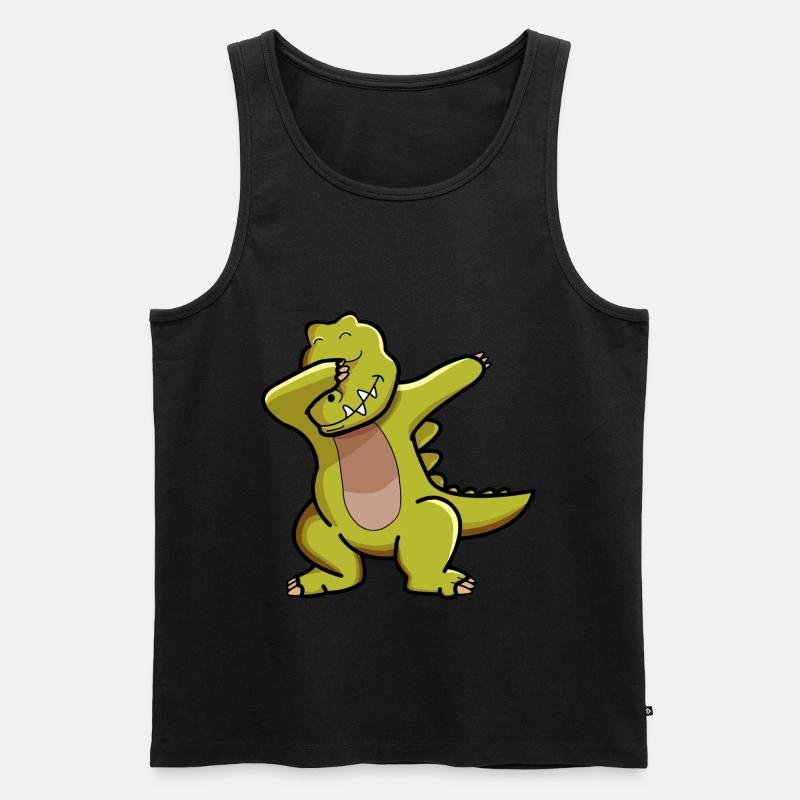 Dino dab dabbing Dinosaurier - Männer Premium Bio Tank Top - Schwarz