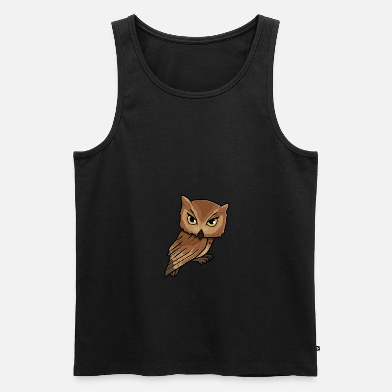 Chibi Owl - Männer Premium Bio Tank Top - Schwarz