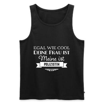 MEINE FRAU IST POLIZISTIN - Männer Premium Bio Tank Top - Schwarz - Vorne - Michal (187cm)