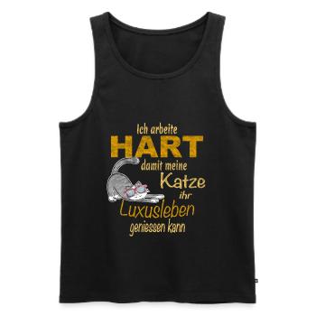Chat, la vie de luxe chemise drôle - Débardeur bio Premium Homme - noir - Devant - AI Model Male 178 light (178cm)